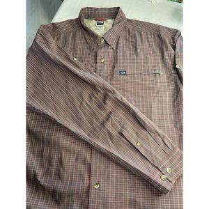 Men's The North Face Hiking & Activewear Red Plaid Button Up Shirt-‎ Size XL